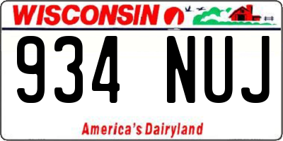 WI license plate 934NUJ