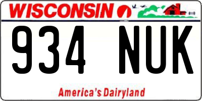 WI license plate 934NUK