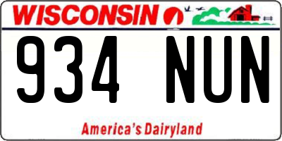 WI license plate 934NUN