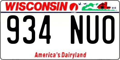WI license plate 934NUO