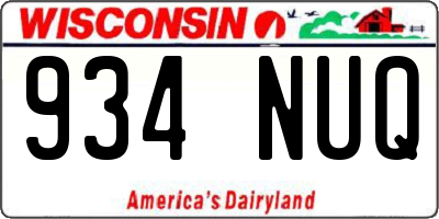 WI license plate 934NUQ