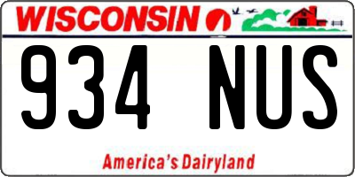 WI license plate 934NUS