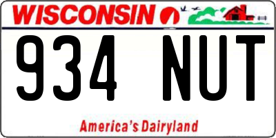 WI license plate 934NUT