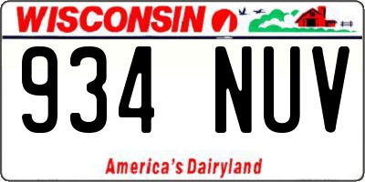 WI license plate 934NUV