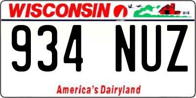 WI license plate 934NUZ