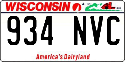 WI license plate 934NVC
