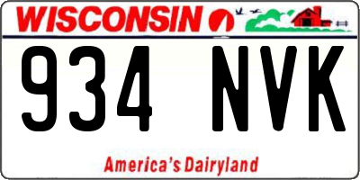 WI license plate 934NVK
