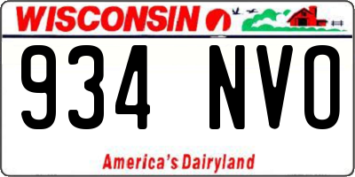 WI license plate 934NVO