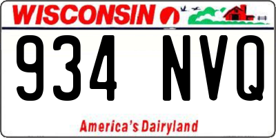 WI license plate 934NVQ