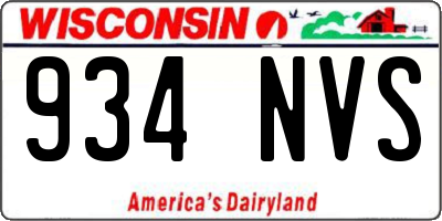 WI license plate 934NVS