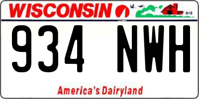 WI license plate 934NWH