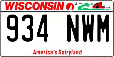 WI license plate 934NWM