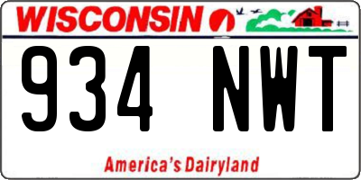 WI license plate 934NWT