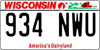 WI license plate 934NWU