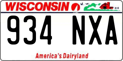 WI license plate 934NXA