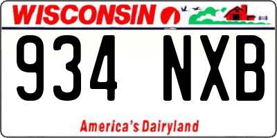 WI license plate 934NXB
