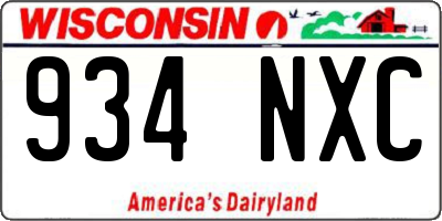 WI license plate 934NXC