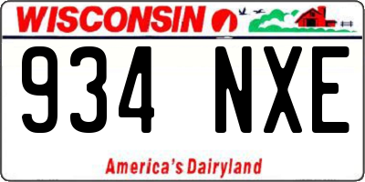 WI license plate 934NXE