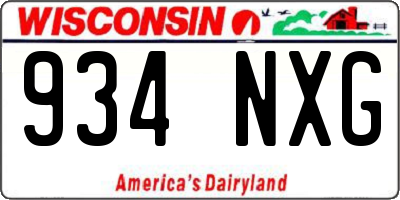 WI license plate 934NXG