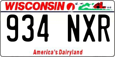 WI license plate 934NXR
