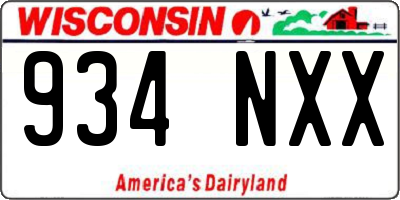 WI license plate 934NXX