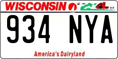 WI license plate 934NYA
