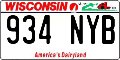 WI license plate 934NYB