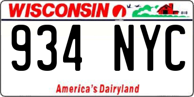 WI license plate 934NYC