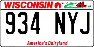 WI license plate 934NYJ
