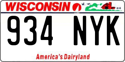 WI license plate 934NYK