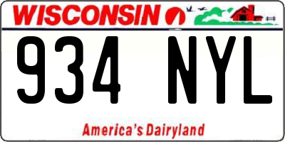 WI license plate 934NYL