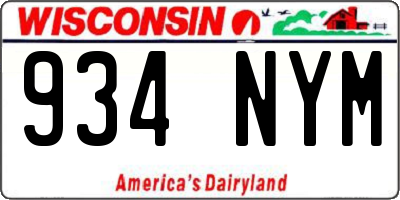 WI license plate 934NYM