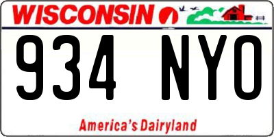 WI license plate 934NYO