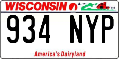 WI license plate 934NYP