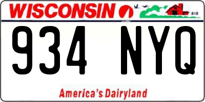 WI license plate 934NYQ