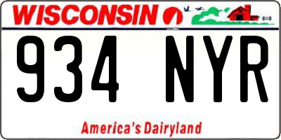 WI license plate 934NYR