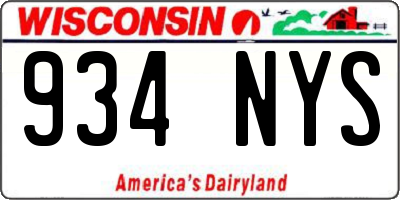 WI license plate 934NYS