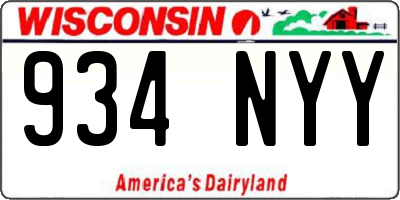 WI license plate 934NYY