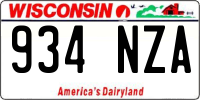 WI license plate 934NZA