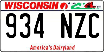 WI license plate 934NZC