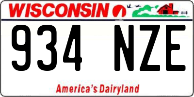 WI license plate 934NZE