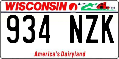 WI license plate 934NZK