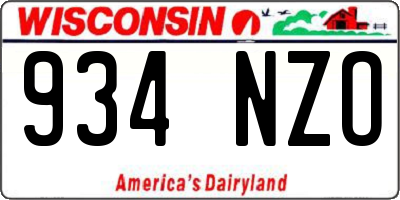 WI license plate 934NZO