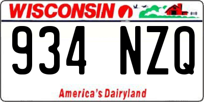 WI license plate 934NZQ