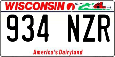 WI license plate 934NZR