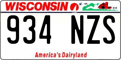 WI license plate 934NZS