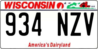 WI license plate 934NZV
