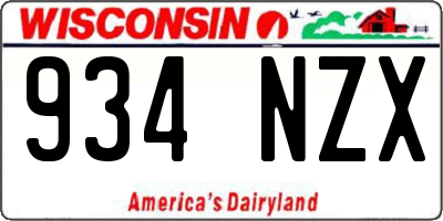 WI license plate 934NZX