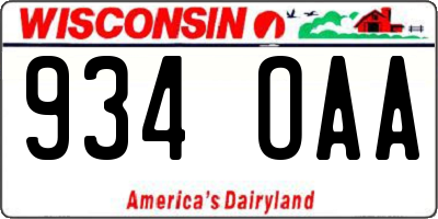 WI license plate 934OAA