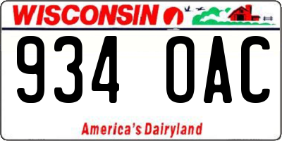 WI license plate 934OAC